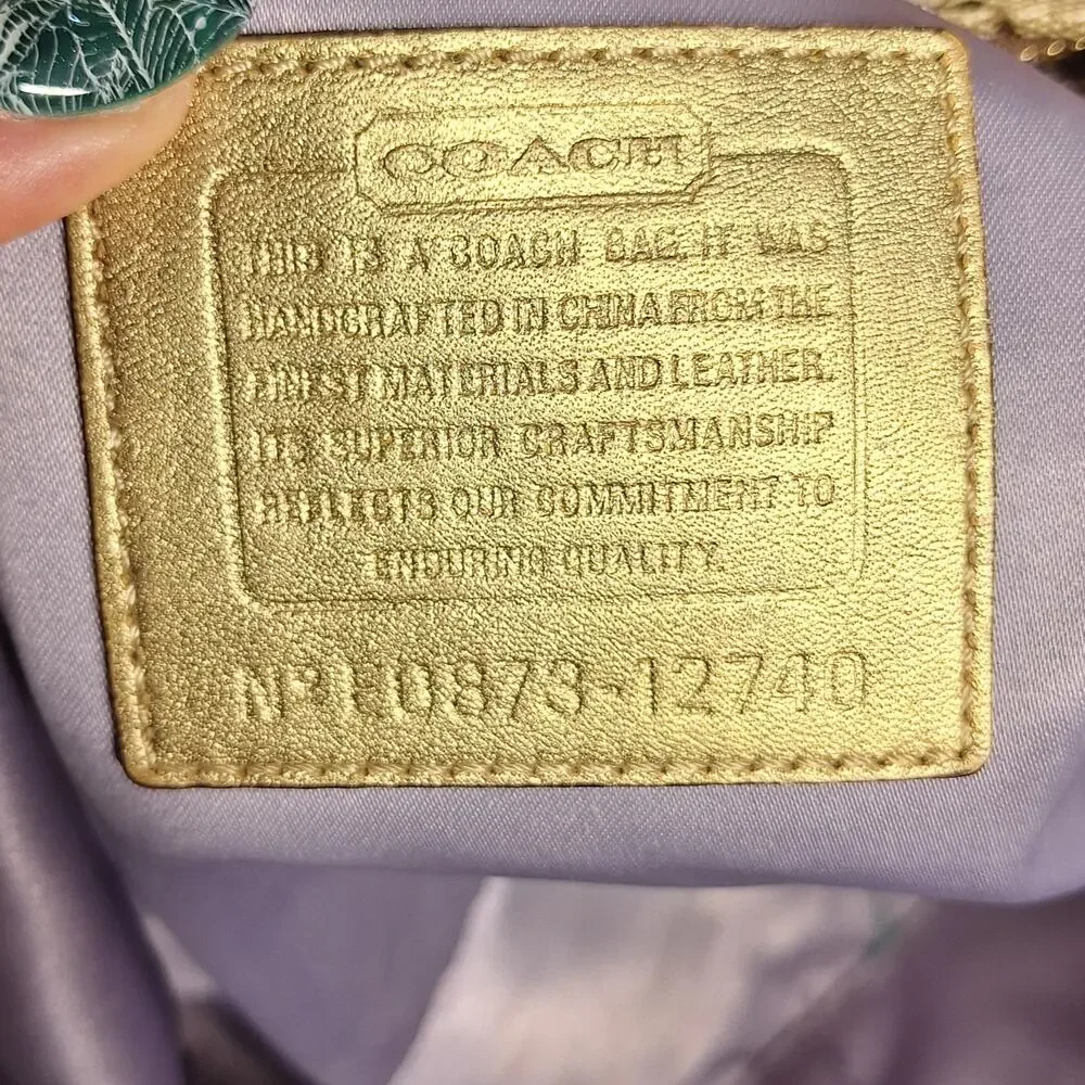 Coach Y2K Vintage Gold Metallic Mosaic Patchwork Signature Tote gold leather